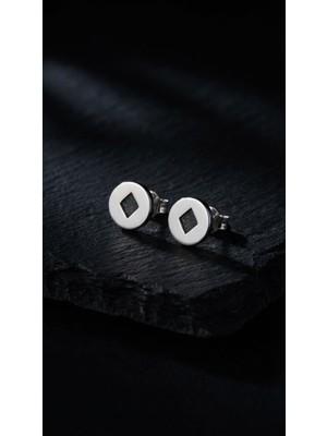 Nalia Takı Mini Karo Gümüş Küpe
