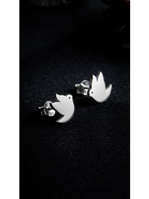 Nalia Takı Mini Kuş Gümüş Küpe