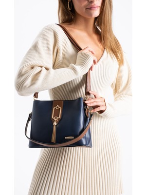 Rky Serenity Sanmorris Gold Detaylı 3 Bölmeli Omuz ve Çapraz Kadın Çanta