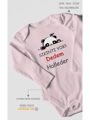 Morivo Kids Sıkıntı Yok Dedem Halleder Baskılı Bebek Zıbını – Çıtçıtlı Body | %100 Pamuk Uzun Kol