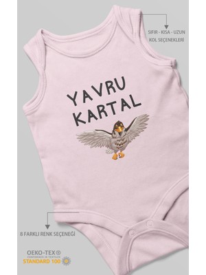 Yavru Kartal Baskılı Bebek Zıbını – Çıtçıtlı Body | %100 Pamuk Sıfır Kol