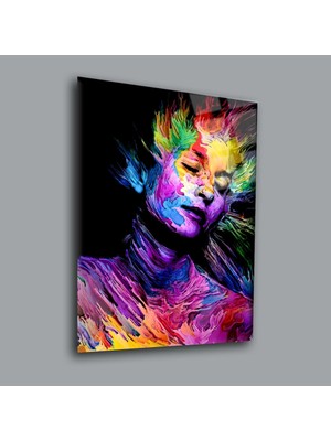 Glassual Art Gökkuşağı Renkli Kadın Cam Tablo PCT0026