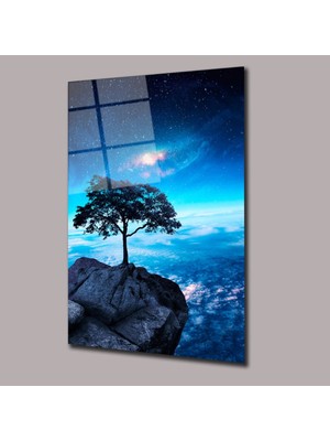 Glassual Art Gökyüzü ve Ağaç Manzara Cam Tablo PCT0654