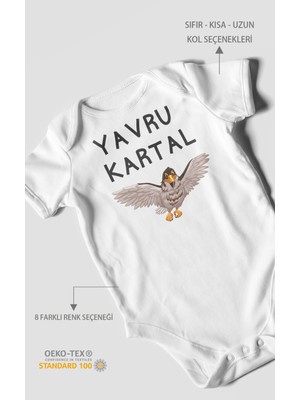 Yavru Kartal Baskılı Bebek Zıbını – Çıtçıtlı Body | %100 Pamuk Kısa Kol