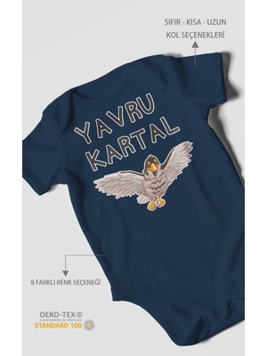 Yavru Kartal Baskılı Bebek Zıbını – Çıtçıtlı Body | %100 Pamuk Kısa Kol
