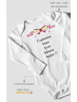 Morivo Kids Üzgünüm Anne Aynı Adama Aşığız Baskılı Bebek Zıbını – Çıtçıtlı Body | %100 Pamuk Uzun Kol