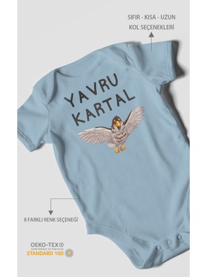 Yavru Kartal Baskılı Bebek Zıbını – Çıtçıtlı Body | %100 Pamuk Kısa Kol