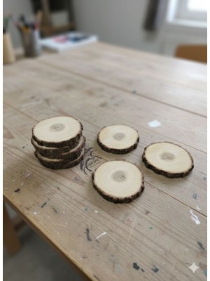 KRB Ahşap Ağaç Dilimi, Kütük Dilimi, 10 Adet 6-7 Cm, Boyama Etkinlik Yuvarlak Ahşap