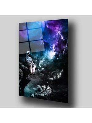 Yıldızları Izleyen Astronot Uzay ve Bilim Cam Tablo PCT0371