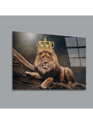 Glassual Art Kral Aslan Hayvanlar Alemi Cam Tablo PCT0125