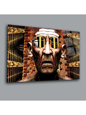 Glassual Art Renkli Insan Kafası 2 Illüstrasyon Cam Tablo PCT0230