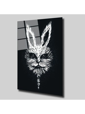 Glassual Art Tavşan Illüstrasyon Cam Tablo PCT0253