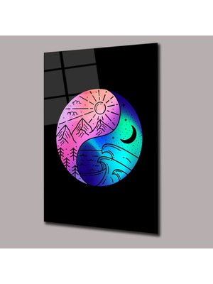 Glassual Art Gündüz ve Gece Illüstrasyon Cam Tablo PCT0659