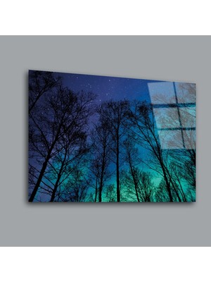 Glassual Art Mavi Tonlarında Gökyüzü Manzara Cam Tablo PCT0163