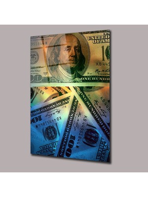 Glassual Art Renkli Dolarlar Dolar Cam Tablo PCT0782