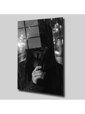 Glassual Art Guy Fawkes Sinema ve Ünlüler Cam Tablo PCT0360