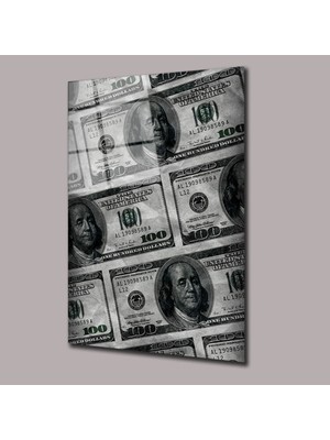 Glassual Art Siyah Beyaz Dolar Dolar Cam Tablo PCT0794