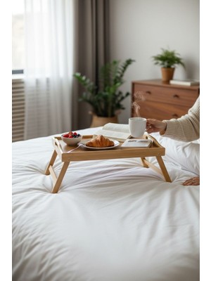 Emr Bambu Ayaklı Servis Tepsisi - Yatak Servis Tepsisi Orta Boy 40X25 Cm.