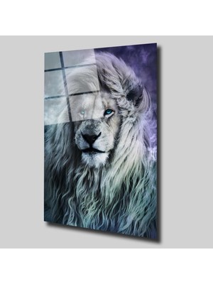 Mavi Gözlü Aslan Hayvanlar Alemi Cam Tablo PCT0264