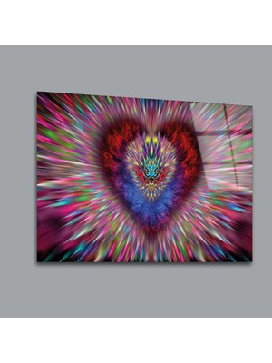 Glassual Art Karışık Renkli Kalp Desen Renk Cümbüşü Cam Tablo PCT0153