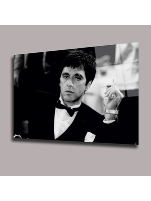 Glassual Art Takım Elbiseli Alpacino- Tony Montana Sinema ve Ünlüler Cam Tablo PCT0937