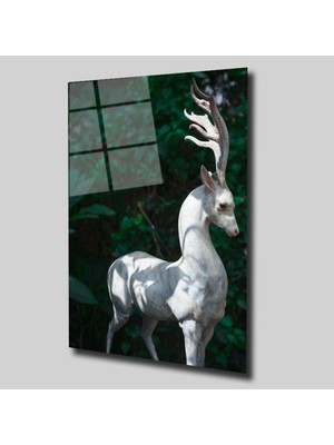Glassual Art Uzun Boynuzlu Geyik Hayvanlar Alemi Cam Tablo PCT0331