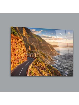 Glassual Art Dağ ve Yol Manzara Cam Tablo PCT0155