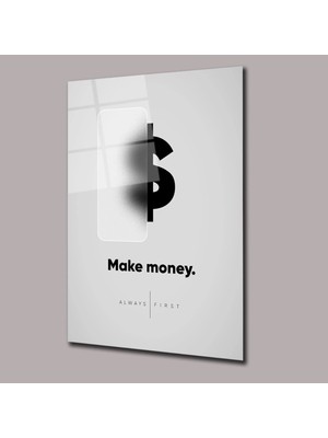 Glassual Art Siyah Dolar Işareti Dolar Cam Tablo PCT0800