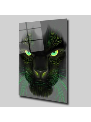 Glassual Art Yeşil Tonda Aslan Hayvanlar Alemi Cam Tablo PCT0259