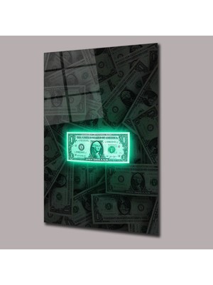 Glassual Art Neon Işıklı Dolar Cam Tablo PCT0817