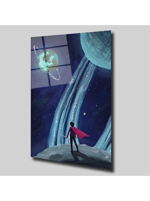 Glassual Art Gezegenler Illüstrasyon Cam Tablo PCT0318