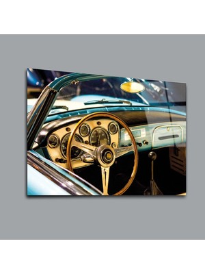 Glassual Art Mavi-Gold Araba Cam Tablo PCT0103