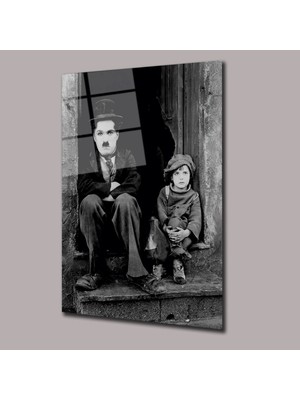 Glassual Art Charlie Chaplin The Kid 1921 Sinema ve Ünlüler Cam Tablo PCT0880
