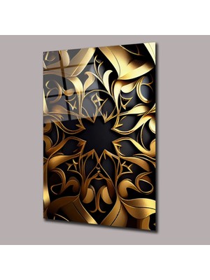 Glassual Art Füme Üstüne Gold Detaylı Desen Renk Cümbüşü Cam Tablo PCT0702