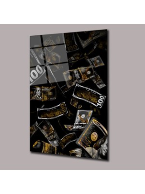 Glassual Art Uçuşan Eskitme Dolar Cam Tablo PCT0806