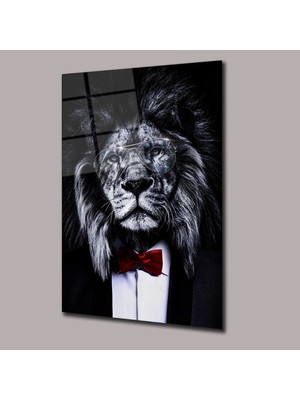 Glassual Art Smokinli Aslan Hayvanlar Alemi Cam Tablo PCT0682