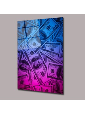 Glassual Art Mavi Pembe Dolar Cam Tablo PCT0803