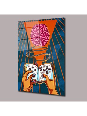 Glassual Art Oyun Kitapçıklı Beyin Resmi Uzay ve Bilim Cam Tablo PCT0744
