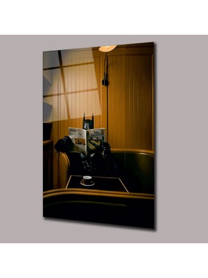 Glassual Art Batman Kahve ve Gazete Keyfi Sinema ve Ünlüler Cam Tablo PCT0876