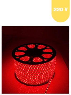 Powerr Led Aydınlatma 220 Volt Kırmızı 60 Ledli 3 Çipli Hortum LED 5 Metre Güç Kablosu Dahil