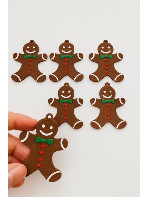 Ceviz Dizayn Yılbaşı Süsü Kurabiye Adam - 12 Adet 6,5 cm - Çam Ağacı Süsü