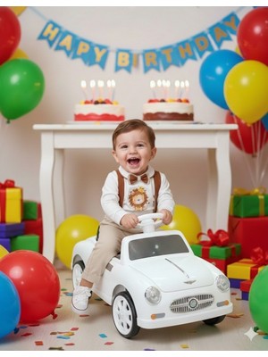 Udoras Tesktil Bebek Aslan Baskılı Salopet Takım