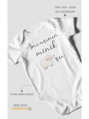 Morivo Kids Amcasının Minik Kuzusu Baskılı Bebek Zıbını – Çıtçıtlı Body | %100 Pamuk Kısa Kol