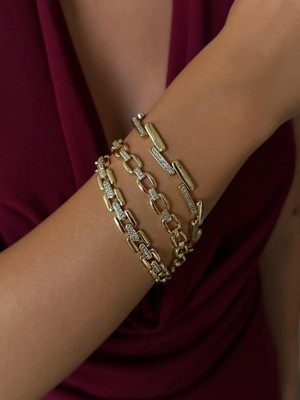 Nur Tasarım Atolyesi Xuping 14K Sıralı Çubuklu ve Zirkon Taşlı Bileklik