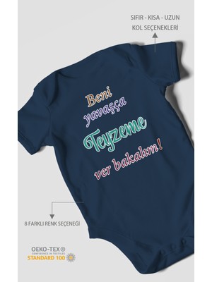 Beni Yavaşça Teyzeme Ver Bakalım Baskılı Bebek Zıbını – Çıtçıtlı Body | %100 Pamuk Kısa Kol