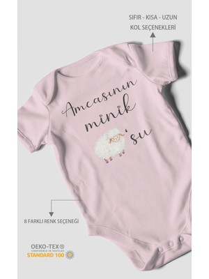 Morivo Kids Amcasının Minik Kuzusu Baskılı Bebek Zıbını – Çıtçıtlı Body | %100 Pamuk Kısa Kol