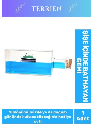 Terrien Özel Tasarım Aşk Batmayan Gemi Yıl Dönümü Kız Arkadaş Doğum Günü Hediye Sevgiliye Akvaryum 17*6 cm