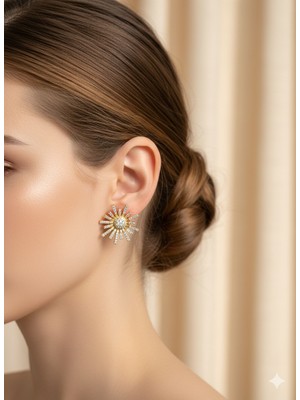 Zd Bellefemme Xupıng Çelik Güneş Zirkon Taşlı Özel Seri Xupıng Tasarım Kadın Küpe