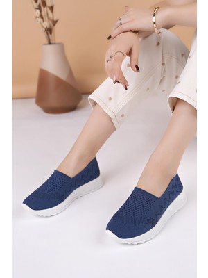 Nesil Shoes Aky 055 Lacivert Triko Yazlık Kadın Ayakkabı