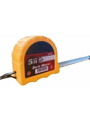 Primeaks Şerit Metre 5 Metre | 25 mm Genişlik | Kilitli Dayanıklı Ölçü Metresi